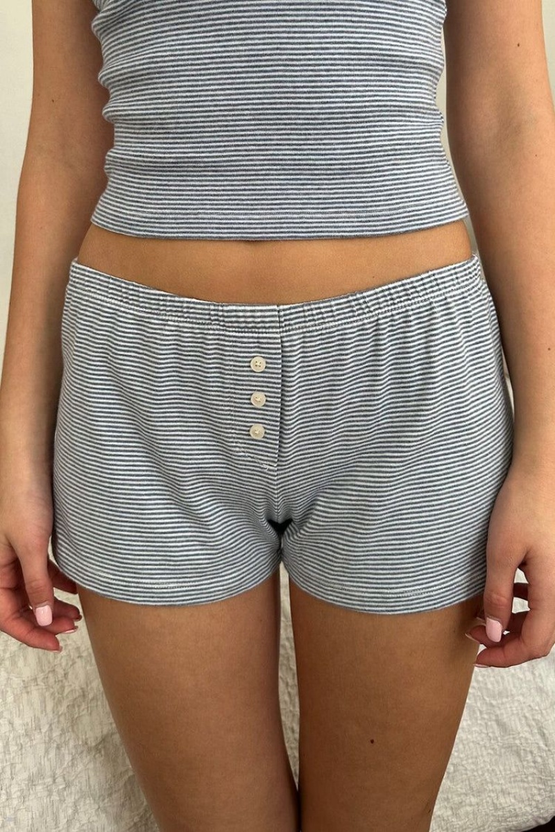 Short Jogging Brandy Melville Keira Rayé Bleu Blanche | XTI-40496301